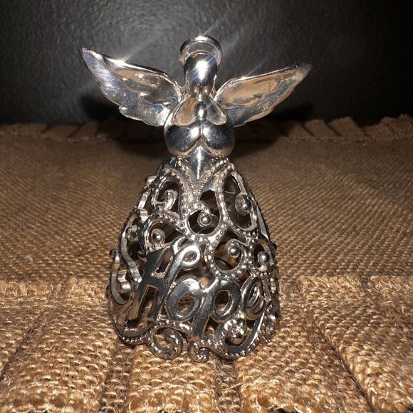 Lenox Metal Silver Tone Angels of HOPE LOVE PEACE Ornament 3" Beautiful 3-Piece - Picture 2 of 8